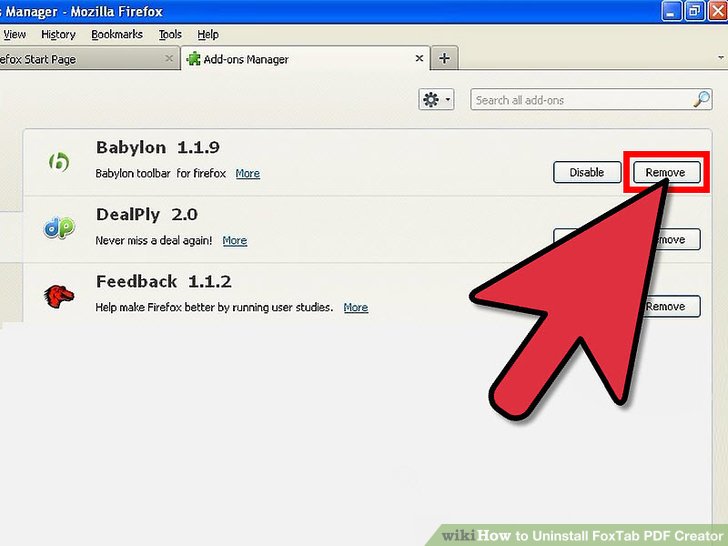 حذف FoxTab PDF Creator