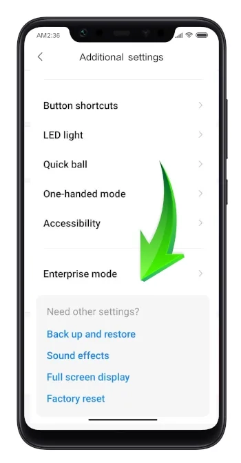 تنظیمات حالت شرکتی شیائومی