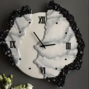مدل ساعت رزینی دیواری سفید و مشکی