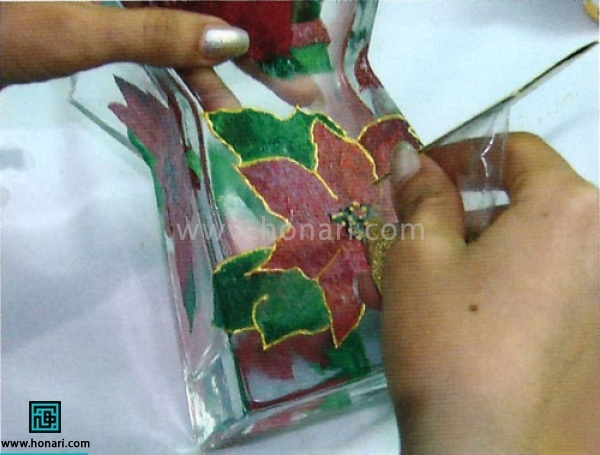 تزیین گلدان با دکوپاژ و بیدوسفر