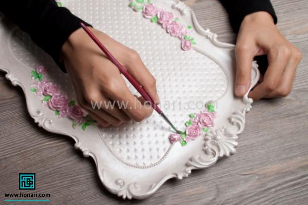 رنگ آمیزی ست سینی و زیرلیوانی پلی استر