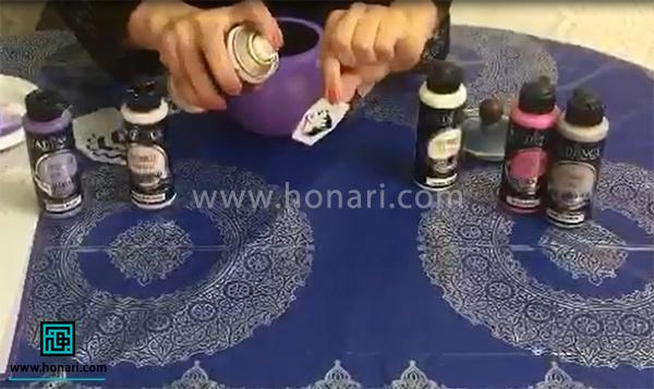 آموزش تكنيكی زيبا با رنگهای مولتی سورفيس روی قوری
