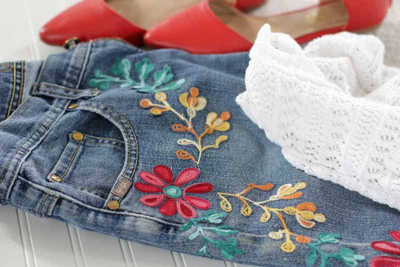 آموزش گلدوزی روی شلوار لی