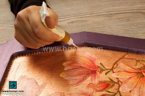 سینی چوبی ورق طلا