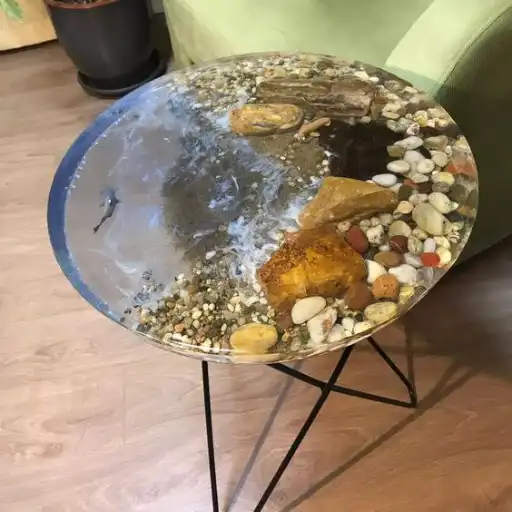 میز رزینی طرح دریا و ساحل