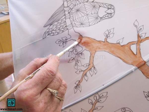  آموزش نقاشی روی پارچه چتر