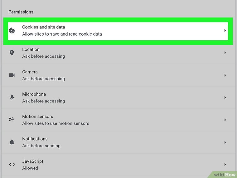 Cookies and site data