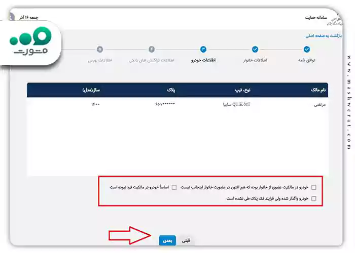 نمایش اطلاعات خودرو