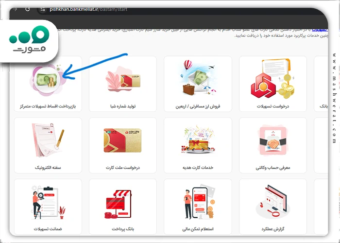 باز پرداخت اقساط تسهیلات متمرکز بانک ملت در سامانه