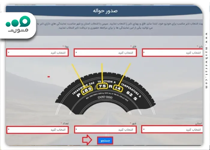 راهنمای ثبت نام لاستیک دولتی ثبت نام در سامانه مرحله پنجم صدور حواله