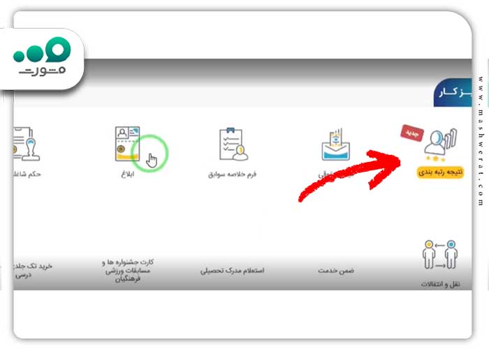 روی گزینه نتیجه رتبه‌بندی کلیک کنید