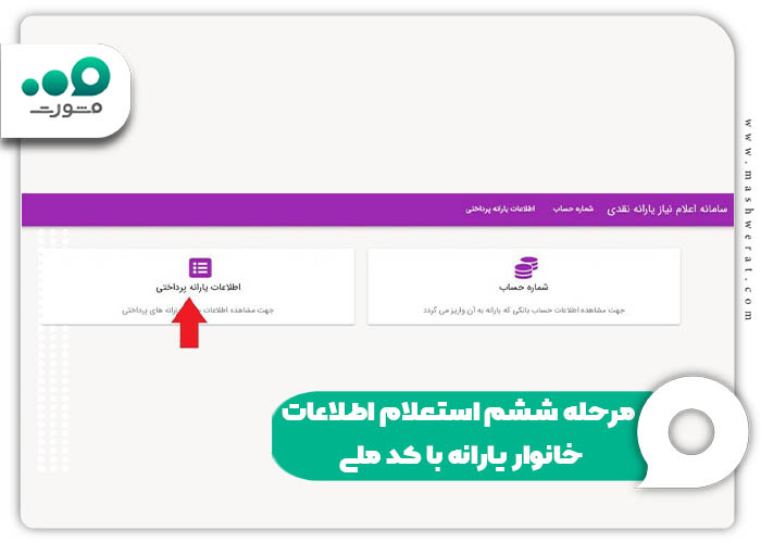 مرحله ششم استعلام اطلاعات خانوار یارانه با کد ملی