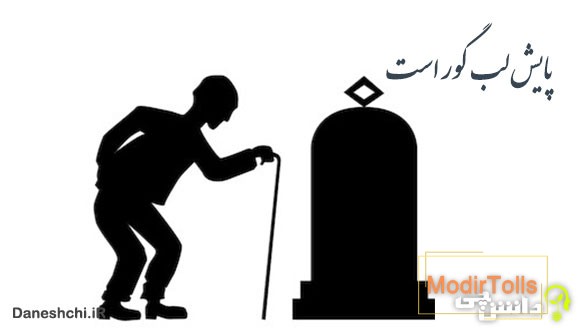 معنی پایش لب گور است