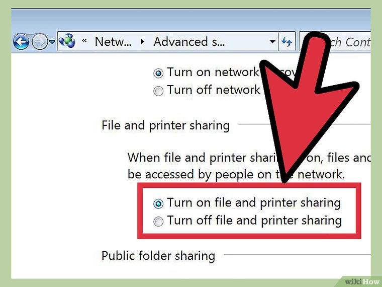 File and printer sharing
