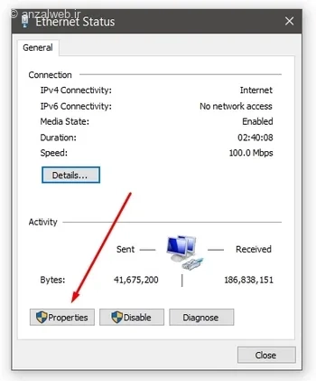 آداپتور شبکه رفع خطای this site can't be reached