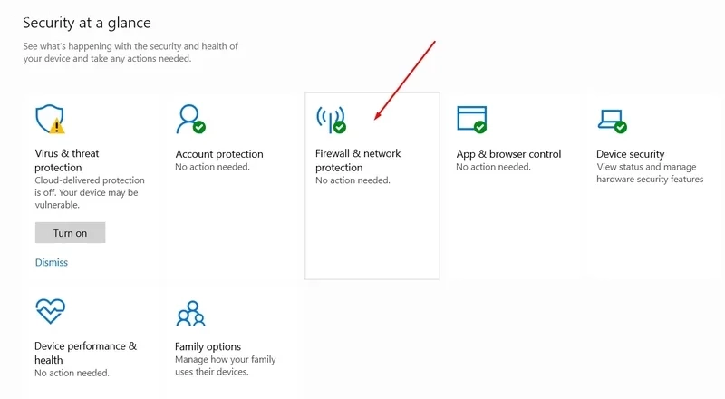 گزینه Firewall & network protection رفع ارور this site can't be reached در ویندوز 11