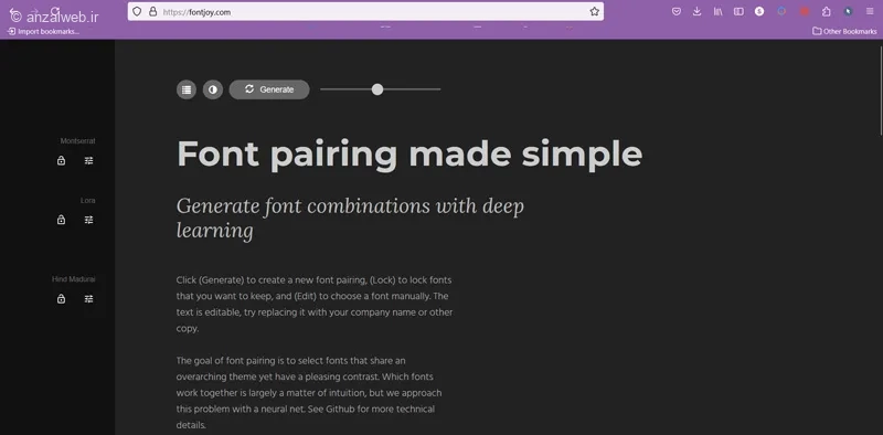 هوش مصنوعی ساخت فونت فارسی Fontjoy