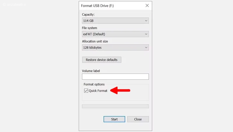 فرمت کردن فلش USB