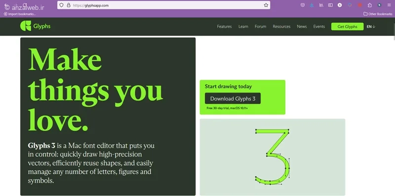 استفاده از برنامه Glyphs برای طراحی فونت 