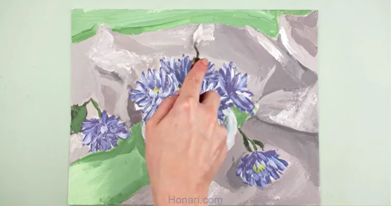 مرحله پنجم نحوه کار با رنگ اکریلیک