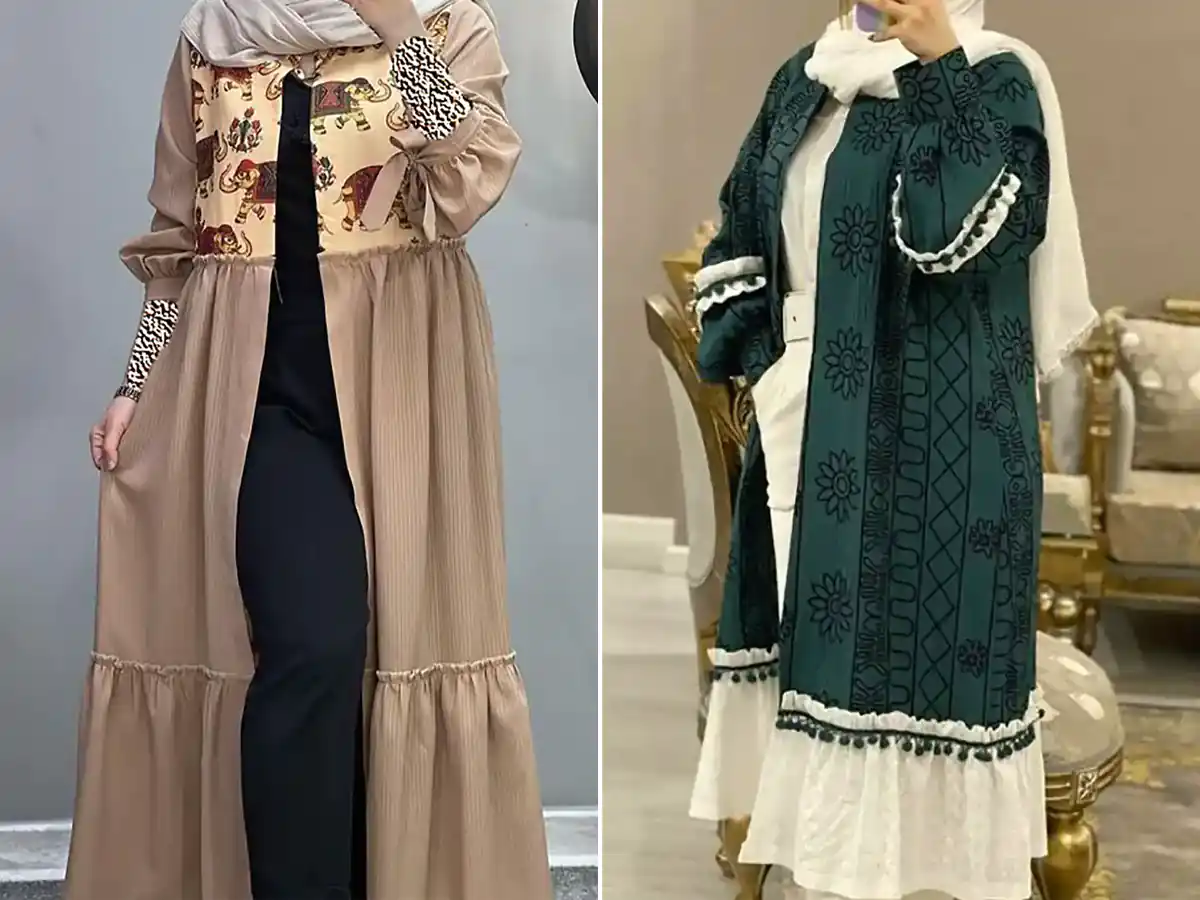 مانتو بلند چین دار زیبا