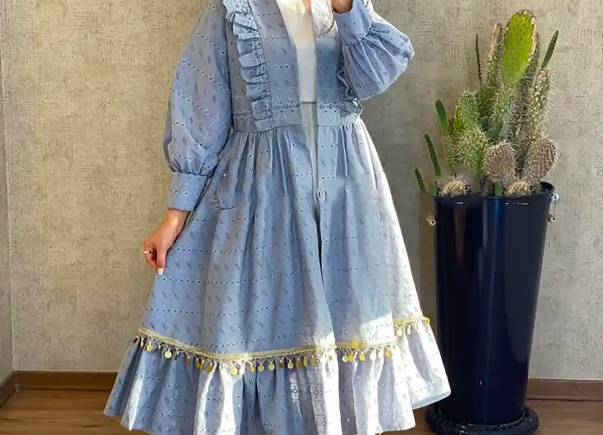 مانتو بلند چین دار زیبا