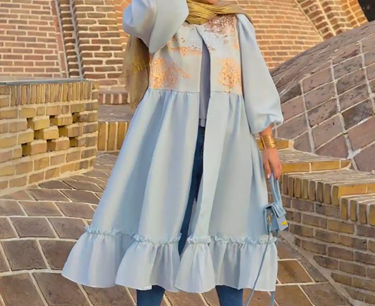 مانتو بلند چین دار زیبا