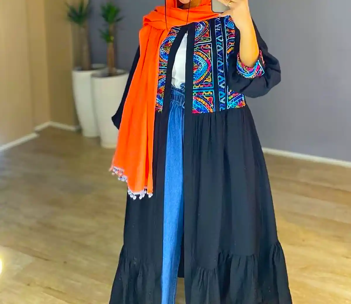 مانتو بلند چین دار زیبا