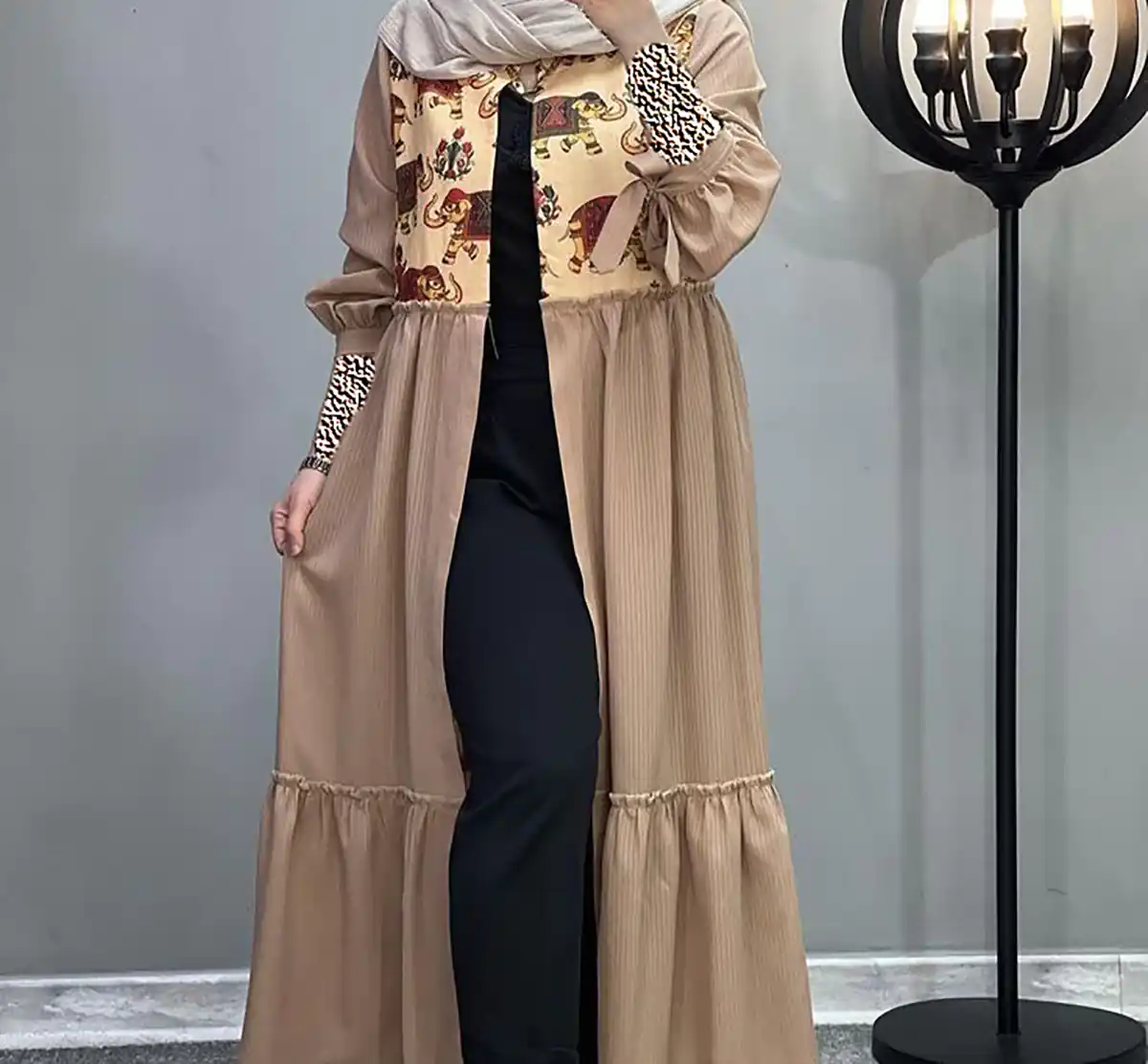 مانتو بلند چین دار زیبا