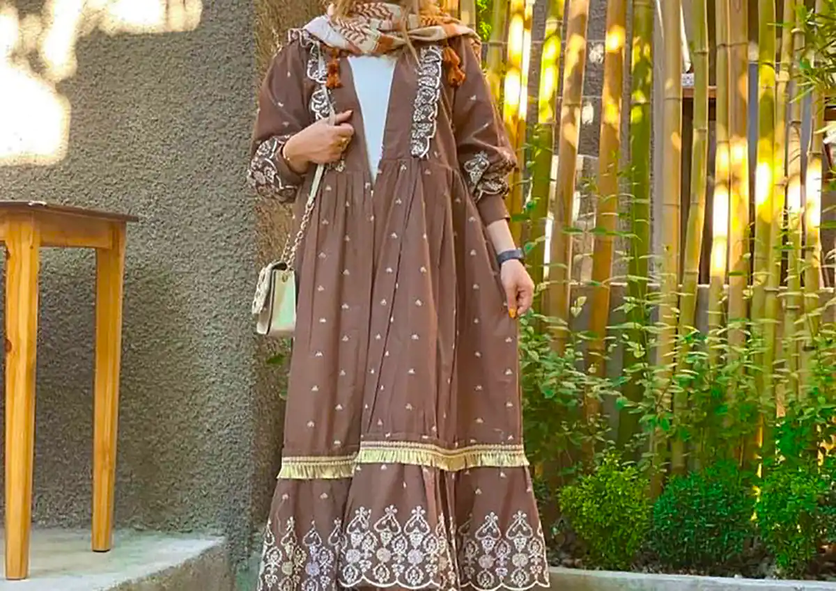 مانتو بلند چین دار زیبا