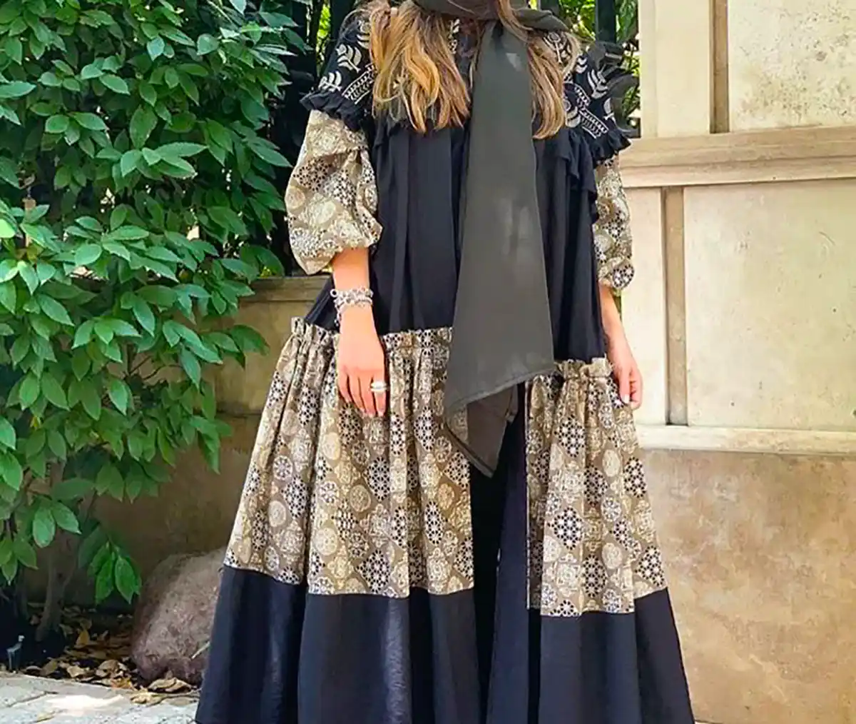 مانتو بلند چین دار زیبا