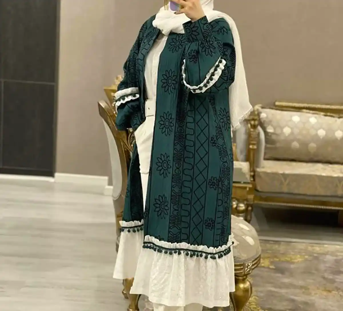 مانتو بلند چین دار زیبا