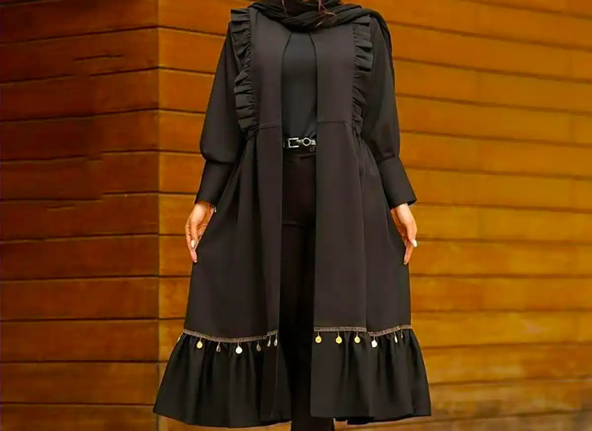 مانتو بلند چین دار زیبا