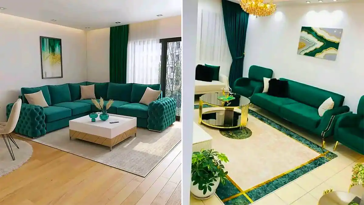 مبلمان سبز زیبا و شیک