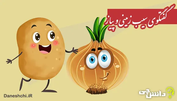 انشا درباره گفتگوی خلاقانه بین دو شی سیب زمینی و پیاز