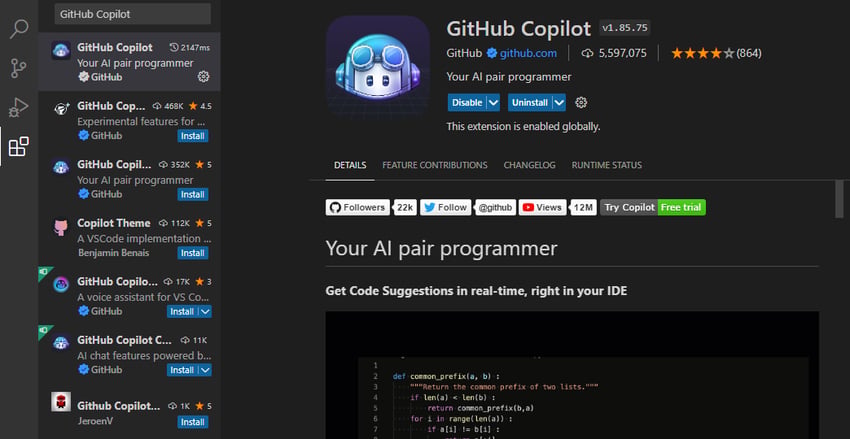 بهترین ابزارهای هوش مصنوعی برای کدنویسی گیت&zwnj;هاب کوپایلت (GitHub Copilot)