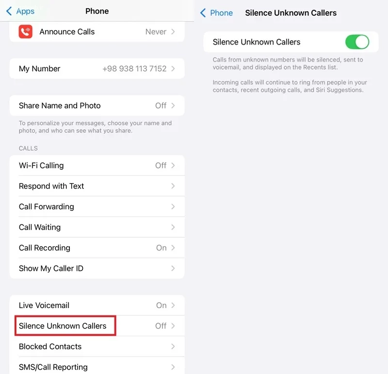 رد تماس در آیفون با استفاده از تنظیمات