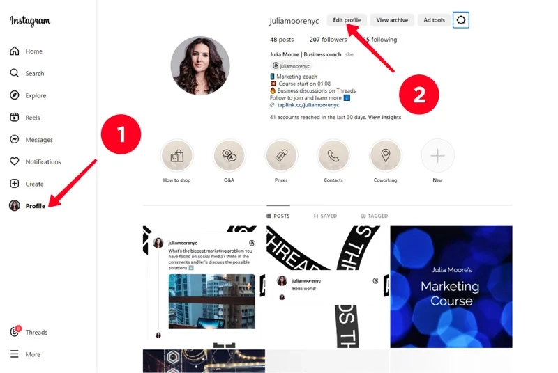 بروزرسانی ایمیل پیج اینستاگرام با کامپیوتر