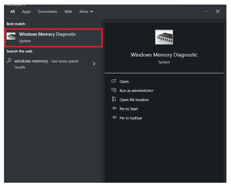 بررسی اتصال اینترنت با استفاده از Windows Memory Diagnostic