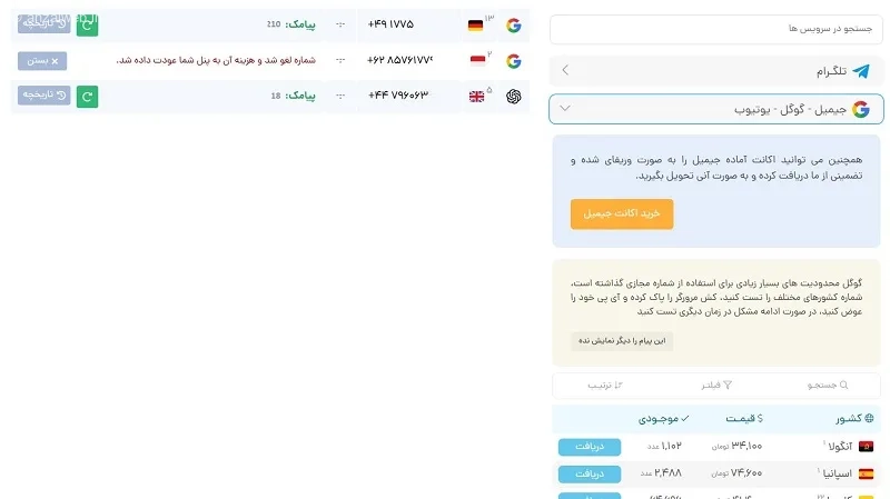 خرید شماره مجازی برای ساخت جیمیل