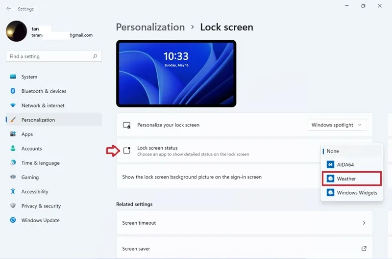 ویجت آب و هوا برای ویندوز11