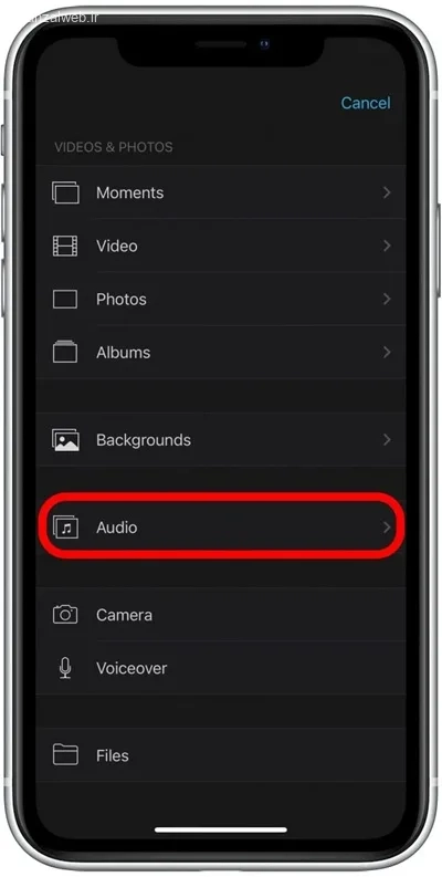 اضافه کردن آهنگ به ویدیو گوشی آیفون
