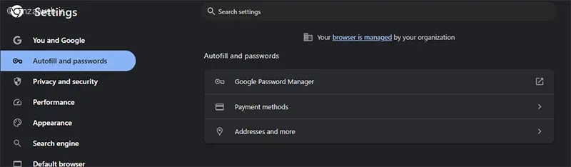 باز کردن تنظیمات google Password Manager برای وارد کردن اکسل پسوردها