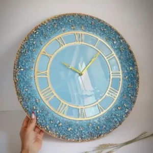 ساعت دیواری رزینی فیروزه ای