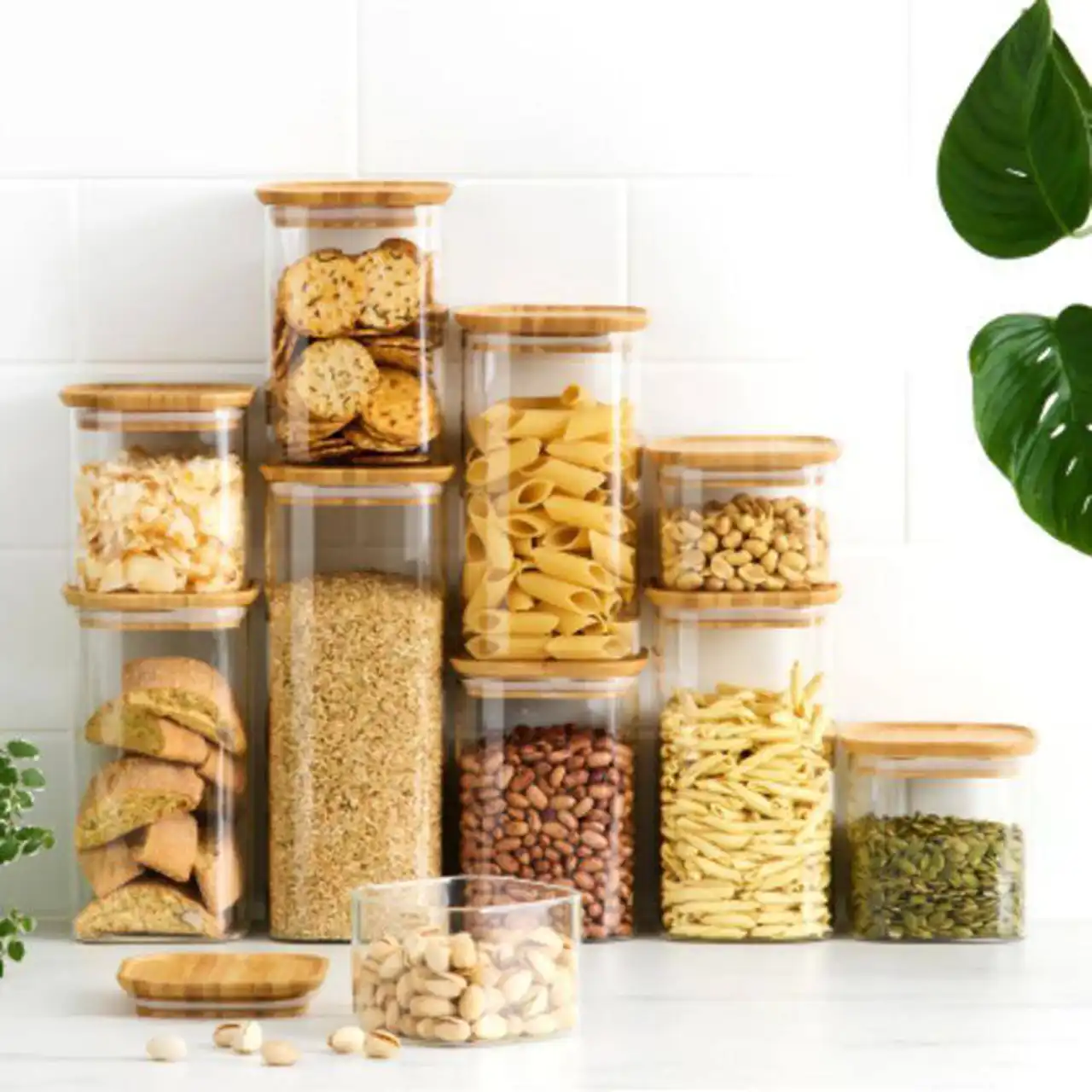 بانکه حبوبات شیشه ای + جدیدترین و خاص ترین مدل های بانکه حبوبات شیشه ای برای نظم دهی کابینت