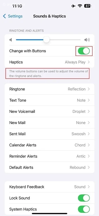 گزینه Change with Buttons