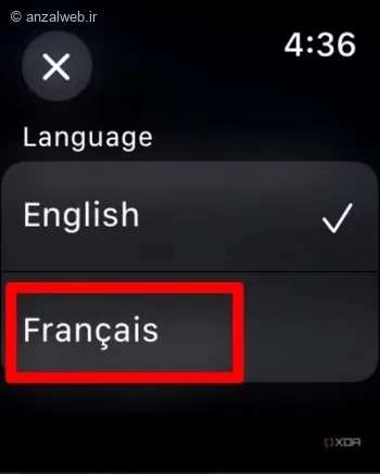 انتخاب زبان تغییر زبان کیبورد اپل واچ