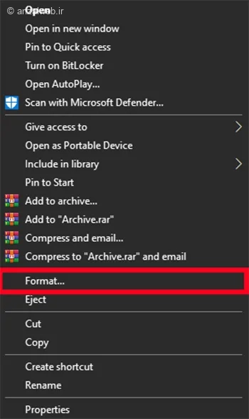 تغییر فرمت USB