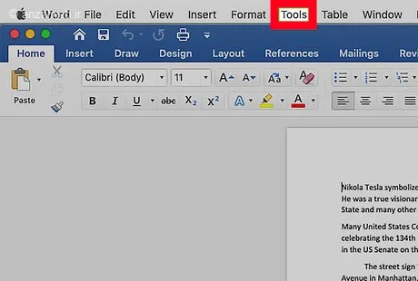 تغییر زبان ورد در ورد macOS