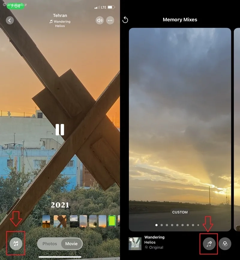 طریقه اضافه کردن آهنگ به ویدیو در ایفون با برنامه photos
